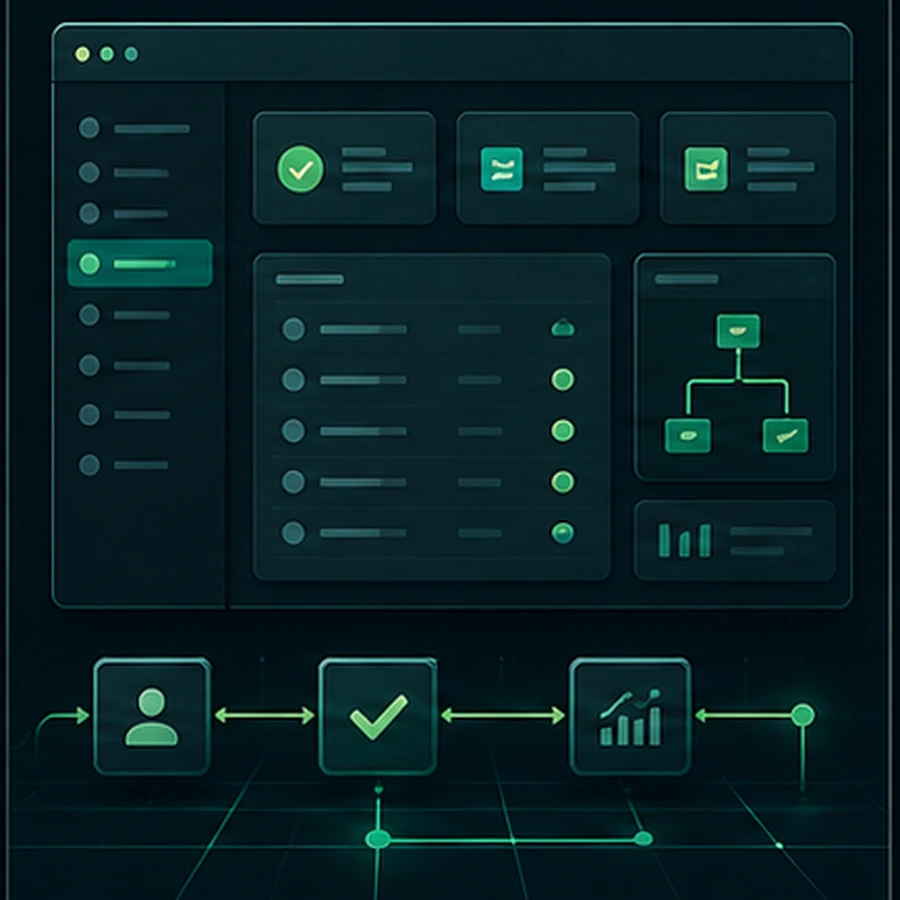 Custom admin system and internal app dashboard illustration